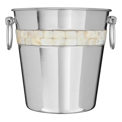 Champagne Bucket with Mother of Pearl Inlay Design, Silver