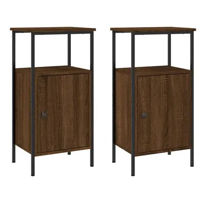 (brown oak, pcs) vidaXL Bedside Cabinets Side Table Nightstand pcs Sonoma Oak Engineered Wood