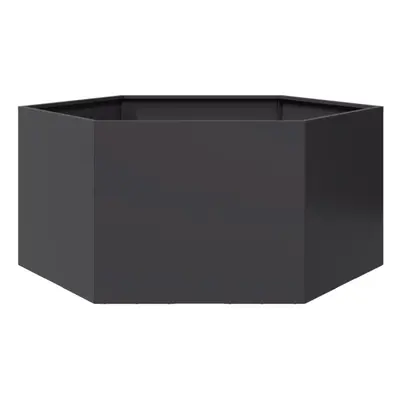 vidaXL Garden Planter Outdoor Flower Pot Patio Planter Pot Black Hexagon Steel