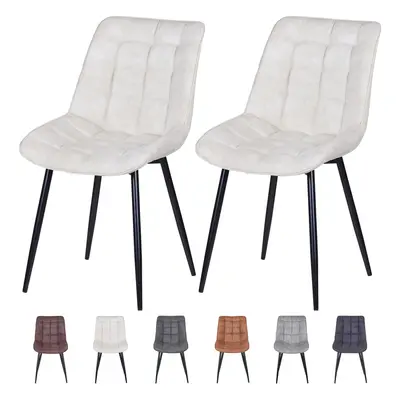 (BEIGE) 2Pcs Faux Matte Suede Leather Dining Chairs Alba