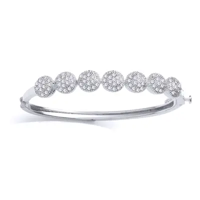 Jewelco London Girls Sterling Silver Cubic Zirconia Daisy Cluster Baby Bangle Bracelet - BN71