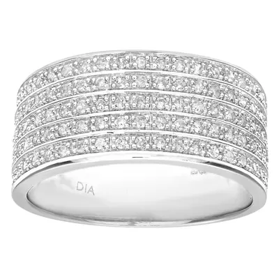 (K) Jewelco London 9ct White Gold Half Carat Multi Row Diamond Half Eternity Ring