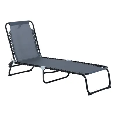 Outsunny Folding Beach Chair Chaise Lounge Adjustable Positions, Grey