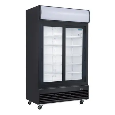 Polar G-Series Upright Sliding Door Display Cooler with Light Box 950Ltr Black