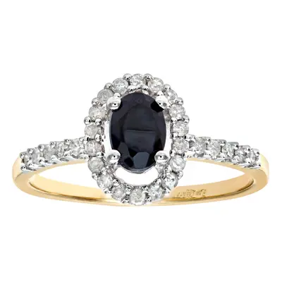 (L) Jewelco London 9ct Yellow Gold Sapphire & Diamond Cluster Ring