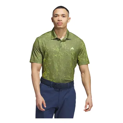 (M, Olive Strata) adidas Golf Mens Ultimate365 Sun Energy Stretch Print Polo Shirt