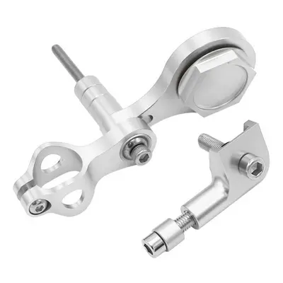 (Silver) Damper Bracket Steering Mount Kit Motorcycle Stabilizer Mounting Replacement