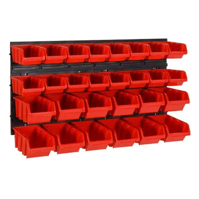 (30) vidaXL Workshop Shelf Set Red and Black Polypropylene Chest 1/26/30/35 Piece