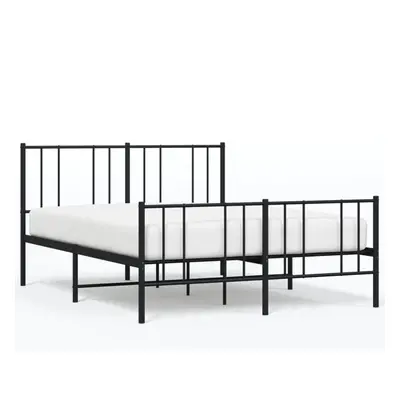 (black, x cm/with headboard & footboard) vidaXL Metal Bed Frame with Headboard Bed Base Mattress