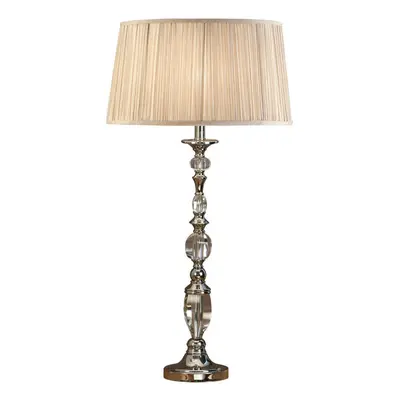 Diana Luxury Large Table Lamp Bright Nickel Beige Shade Traditional Bulb Holder