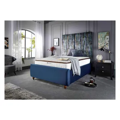 (6FT SUPER KING) Lucia Upholstered Velvet Bed Frame Soft Touch Blue Fabric