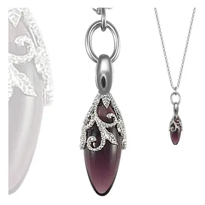 Jewelco London Sterling Silver Encrusted floral teardrop Charm Necklace - ANC036