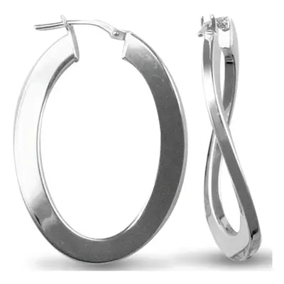 Jewelco London Sterling Silver formed Hoop Earrings - Ladies - AER023