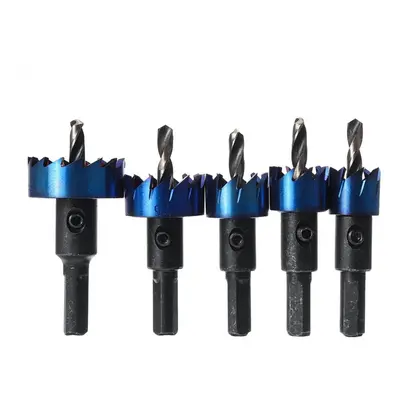 5Pcs 16-30mm HSS Blue Nano Coating Tooth Hole Saw Cutter Drill Bit Set for Metal Sheet