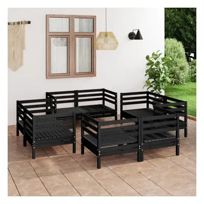 vidaXL Solid Pinewood Garden Lounge Set Piece Black Outdoor Seating Sofa