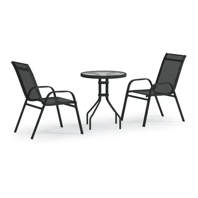 (black) vidaXL Garden Bistro Set Piece Patio Armchair Table and Chair Multi Colours