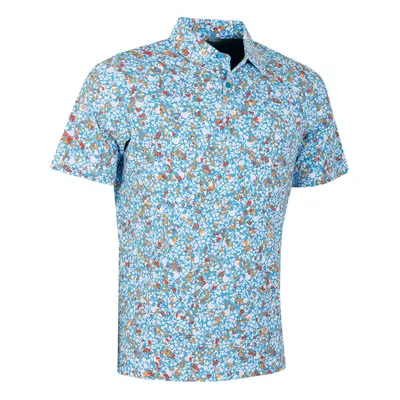 (M, Malibu Blue) Callaway Golf Mens Artificial Nature Print Swingtech Polo Shirt