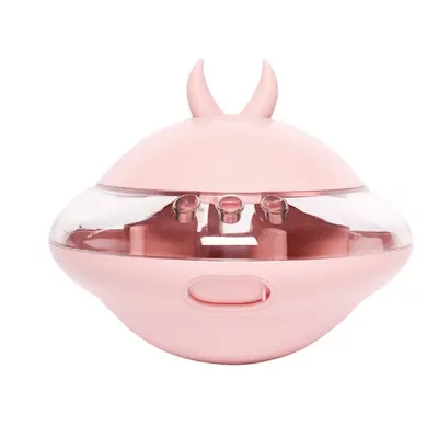 (Pink) Dog Flying Saucer Design Food Leaking Ball Pet Tumbler Feeding Toy Bite Resistance Reliev