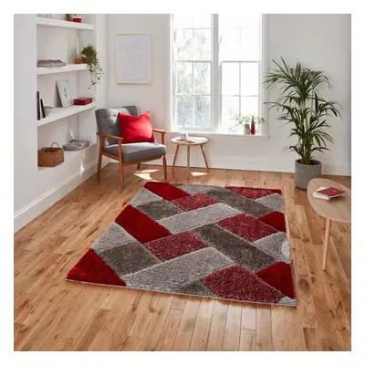 (Grey / Red, x cm) Modern 3D Geometric Rugs Hand Carved Small Large Bedroom Living Room Rug Carp