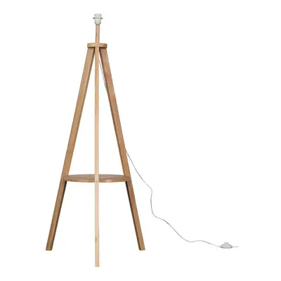 Modern Light Wood Tripod Design Floor Lamp Base with Storage Shelf