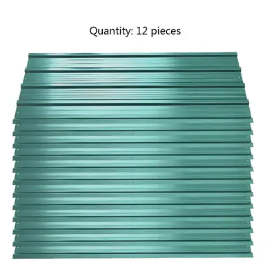 12 pcs Dark Green Steel Corrugated Roofing Sheet Roof Cover for Garden Shed 129 cm x W cm x T 0.