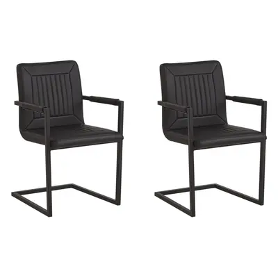 Set of Dining Chairs BRANDOL Faux Leather Black