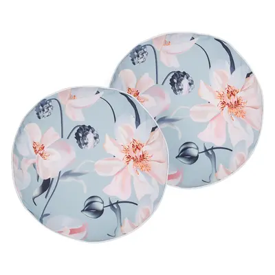 Set of Outdoor Cushions APRICALE Floral Pattern x cm Blue