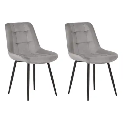 Set of Dining Chairs MELROSE Velvet Grey