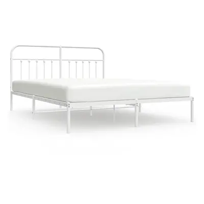 (white, x cm/with headboard) vidaXL Metal Bed Frame Bedroom Bed Base Bedstead Metal Matress Foun