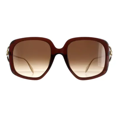 Alexander McQueen Sunglasses AM0374S Brown Gold Brown Gradient