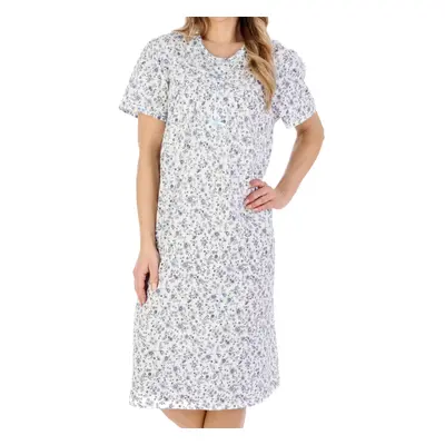 (Grey, UK 10/12) Slenderella Ladies Ditsy Floral Jersey Cotton Short Sleeve Nightdress