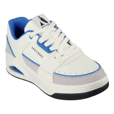 (11 UK, White/Blue) Skechers Mens Uno Court Leather Low Post Trainers