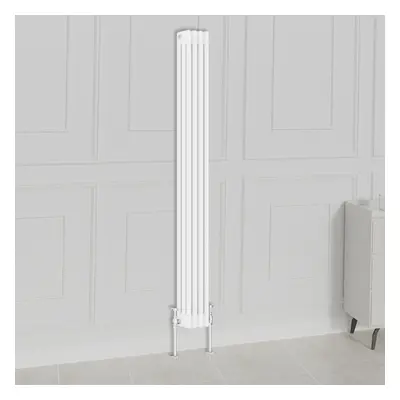 (1800x200mm-3 Column, White) NRG Traditional Radiator Horizontal Vertical Cast Iron Style Double