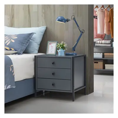 Zahra Bedside Table Cabinet Bedroom Furniture Nightstand Drawer Dark Grey