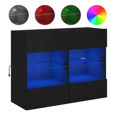 (black, 78.5 x x 60.5 cm/ pcs) vidaXL TV Wall Cabinets with LED Lights TV Wall Unit Storage Floa