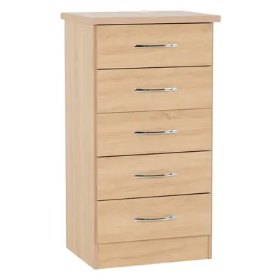 (5 Drawer Narrow Chest) Nevada Bedroom Furniture Range - Sonoma Oak Effect