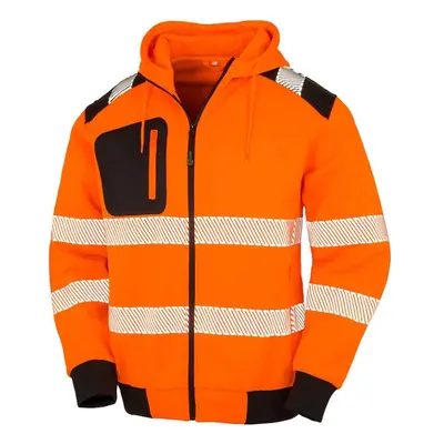 (M, Fluorescent Orange) Result Genuine Recycled Unisex Adult Robust Safety Full Zip Hoodie