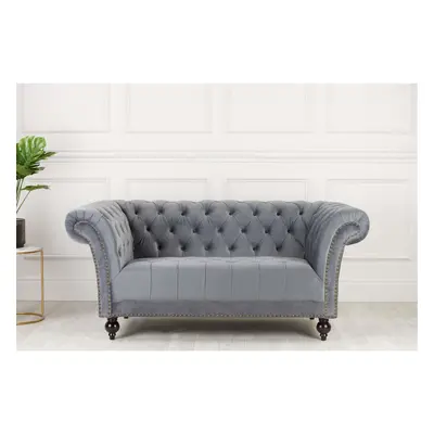 Chesterfield Sofa Seater Birlea Chester Grey Velvet Studded Settee