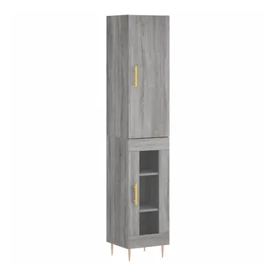 (grey sonoma, glass door) vidaXL Highboard Sideboard Tall Storage Cabinet Side Cabinet Engineere