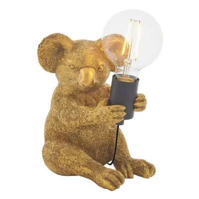 Vintage Gold Koala Table Light - Resin Figure - Matt Black Lamp Holder