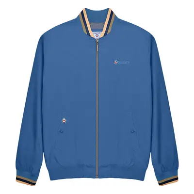 (S, Khaki/Dark Blue) Lambretta Mens Triple Tipped Full Zip Mod Monkey Bomber Jacket Coat