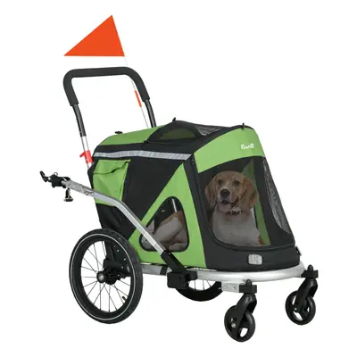 PawHut in Dog Bike Trailer, Foldable Dog Stroller for Medium Dogs - Green