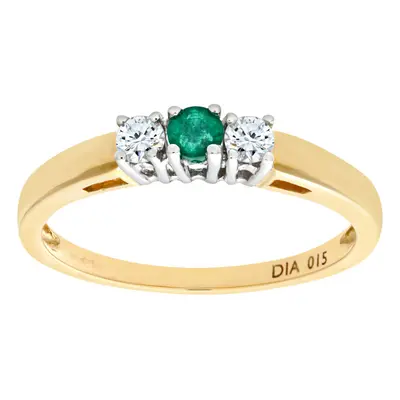 (J) Jewelco London 9ct Yellow Gold Diamond and Emerald Stone Ladies Rring