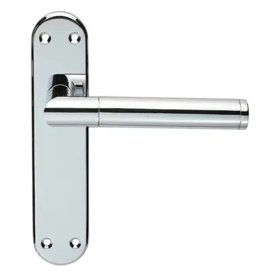 Round Bar Lever on Latch Backplate Door Handle x 40mm Polished Chrome