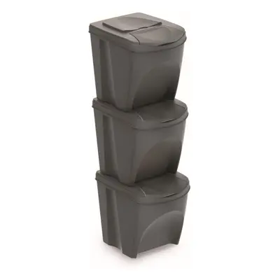 Prosperplast Sortibox Bin Containers, x 20L Rubbish and Waste Separation System, (Grey)