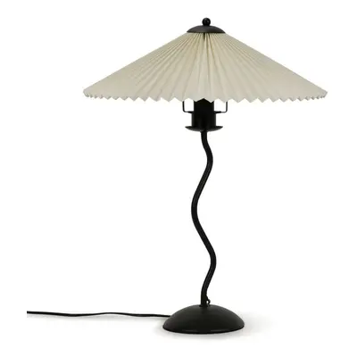 Black Metal Wavy Table Lamp Waved with White Origami Pleated Light