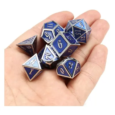 () 7pcs Zinc Alloy Multisided Dices Set Enamel Embossed Heavy Metal Polyhedral Dice With Bag