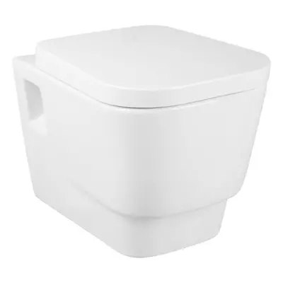 NRG Bathroom Modern White Wall Hung Pan with Soft UF Seat Cover