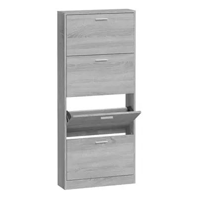 (Grey sonoma, x x cm (W x D x H)) New Wood Shoe Cabinet 5Drawer Organiser Furniture Multi Colour