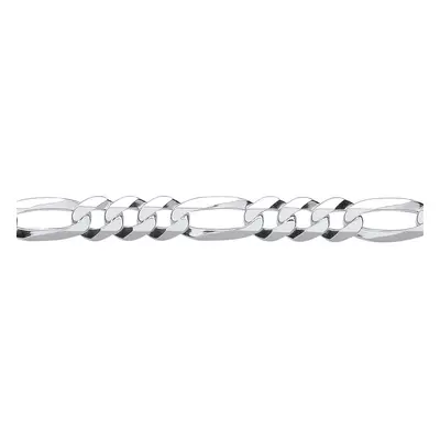 Jewelco London Unisex Rhodium Plated Sterling Silver Diamond-cut 3+1 Figaro Chain Bracelet 6mm 8